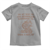On My Way To The Genderless Bathroom To Take a She/It Toddler T Shirt Funny Frog Graphic