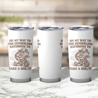 On My Way To The Genderless Bathroom To Take a She/It Tumbler Cup Funny Frog Graphic