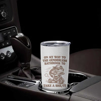 On My Way To The Genderless Bathroom To Take a She/It Tumbler Cup Funny Frog Graphic