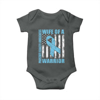 Wife Of A Warrior Prostate Cancer Awareness Baby Onesie American Flag Blue Ribbon Graphic