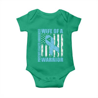 Wife Of A Warrior Prostate Cancer Awareness Baby Onesie American Flag Blue Ribbon Graphic