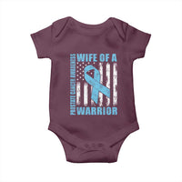 Wife Of A Warrior Prostate Cancer Awareness Baby Onesie American Flag Blue Ribbon Graphic