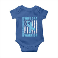 Wife Of A Warrior Prostate Cancer Awareness Baby Onesie American Flag Blue Ribbon Graphic