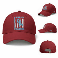 Wife Of A Warrior Prostate Cancer Awareness Baseball Cap American Flag Blue Ribbon Graphic