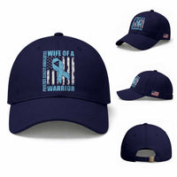 Wife Of A Warrior Prostate Cancer Awareness Baseball Cap American Flag Blue Ribbon Graphic