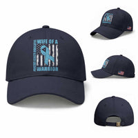 Wife Of A Warrior Prostate Cancer Awareness Baseball Cap American Flag Blue Ribbon Graphic