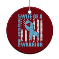 Wife Of A Warrior Prostate Cancer Awareness Ceramic Ornament American Flag Blue Ribbon Graphic