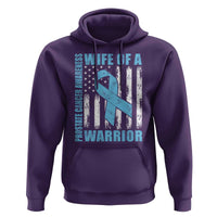 Wife Of A Warrior Prostate Cancer Awareness Hoodie American Flag Blue Ribbon Graphic