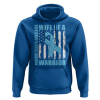 Wife Of A Warrior Prostate Cancer Awareness Hoodie American Flag Blue Ribbon Graphic