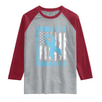 Wife Of A Warrior Prostate Cancer Awareness Raglan Shirt American Flag Blue Ribbon Graphic