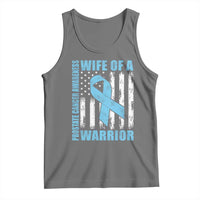 Wife Of A Warrior Prostate Cancer Awareness Tank Top American Flag Blue Ribbon Graphic