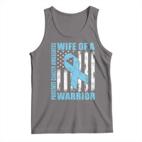 Wife Of A Warrior Prostate Cancer Awareness Tank Top American Flag Blue Ribbon Graphic
