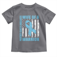 Wife Of A Warrior Prostate Cancer Awareness Toddler T Shirt American Flag Blue Ribbon Graphic