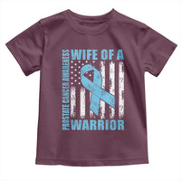 Wife Of A Warrior Prostate Cancer Awareness Toddler T Shirt American Flag Blue Ribbon Graphic