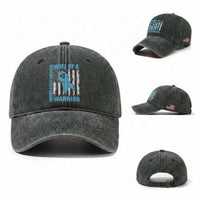 Wife Of A Warrior Prostate Cancer Awareness Washed Cotton Baseball Cap American Flag Blue Ribbon Graphic