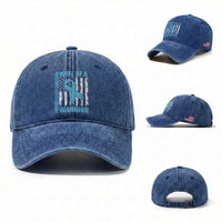Wife Of A Warrior Prostate Cancer Awareness Washed Cotton Baseball Cap American Flag Blue Ribbon Graphic