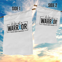 Wife Of A Warrior Prostate Cancer Awareness Garden Flag Blue Ribbon Graphic