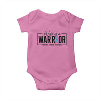 Wife Of A Warrior Prostate Cancer Awareness Baby Onesie Blue Ribbon Graphic