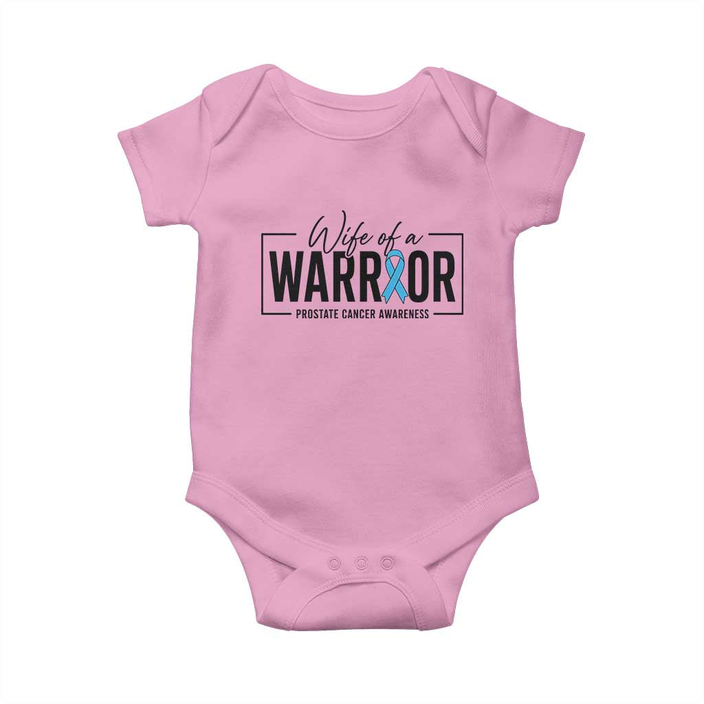 Wife Of A Warrior Prostate Cancer Awareness Baby Onesie Blue Ribbon Graphic