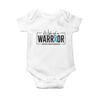 Wife Of A Warrior Prostate Cancer Awareness Baby Onesie Blue Ribbon Graphic