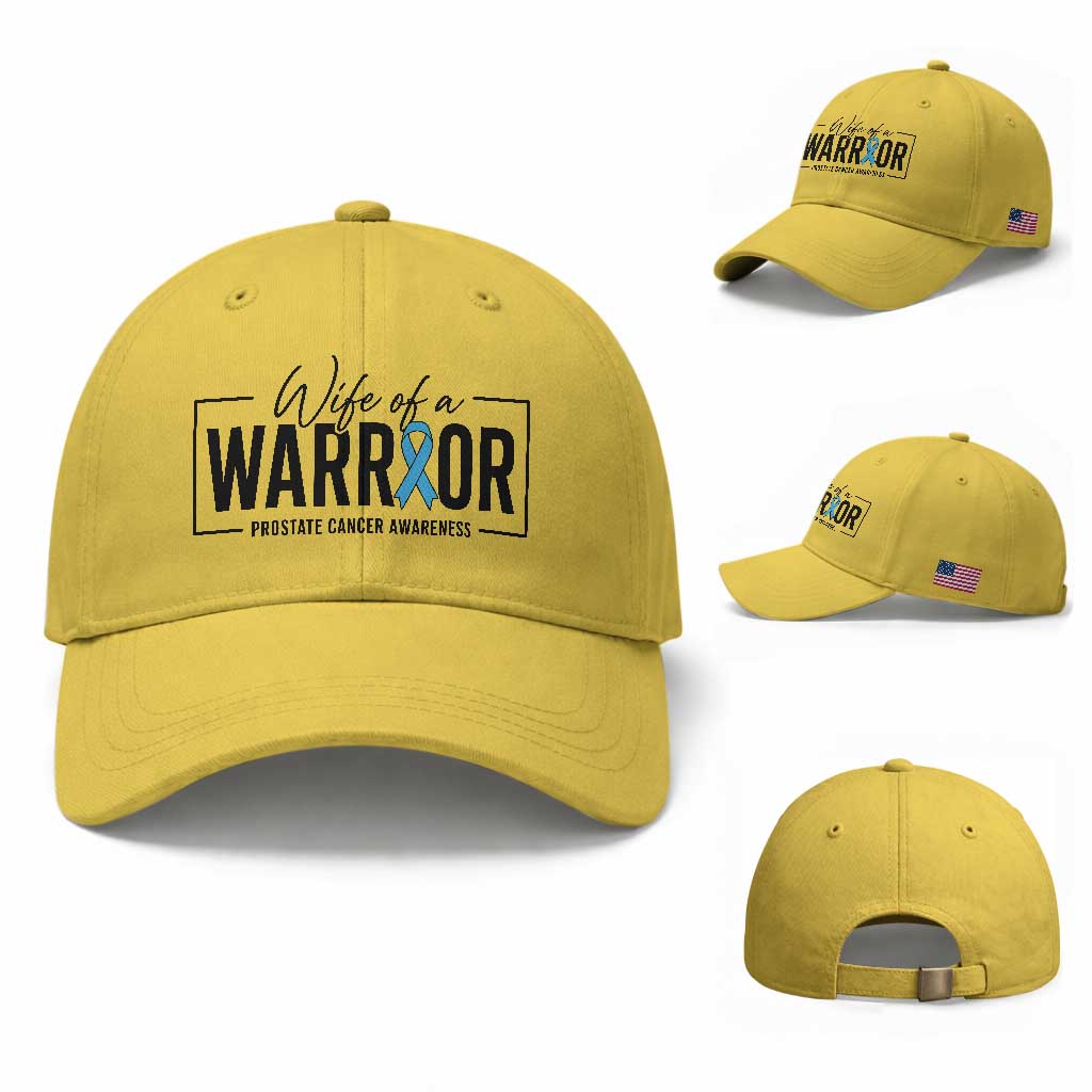 Wife Of A Warrior Prostate Cancer Awareness Baseball Cap Blue Ribbon Graphic