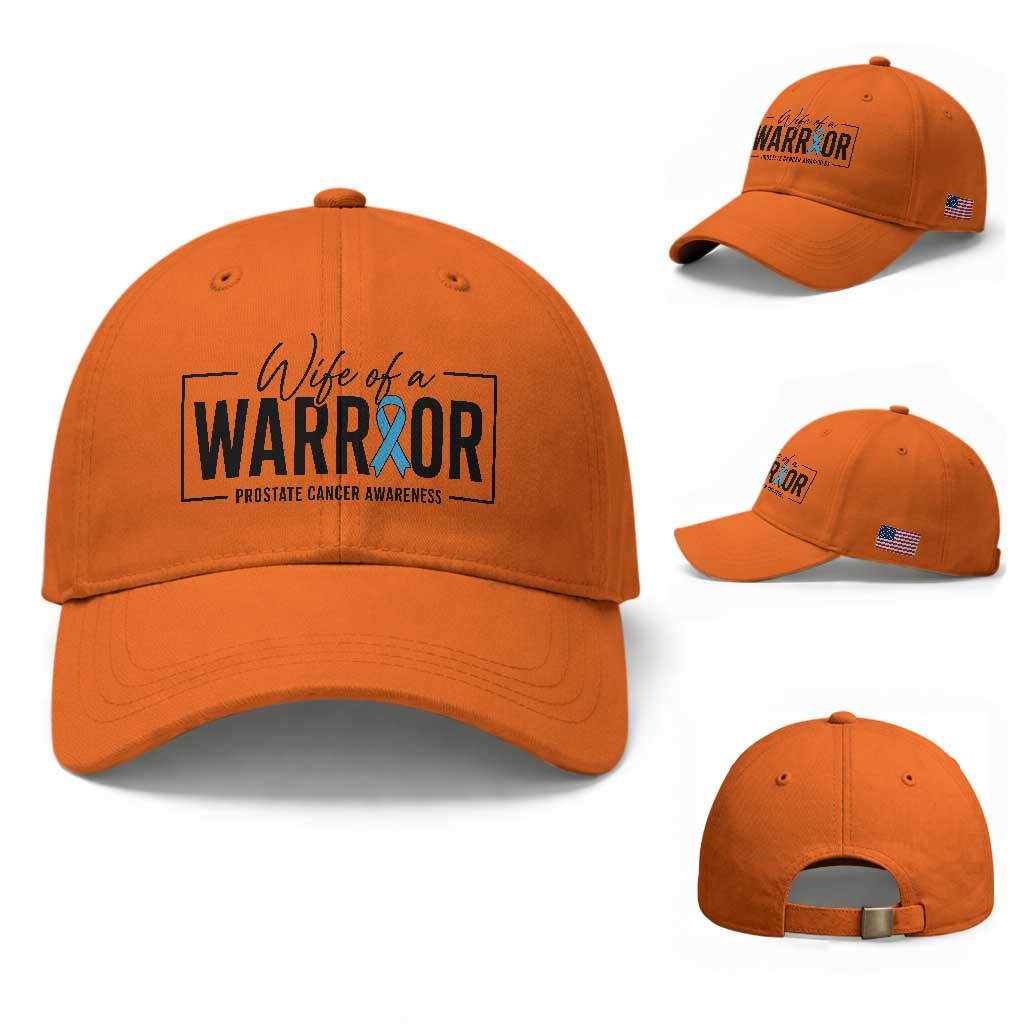 Wife Of A Warrior Prostate Cancer Awareness Baseball Cap Blue Ribbon Graphic