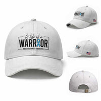 Wife Of A Warrior Prostate Cancer Awareness Baseball Cap Blue Ribbon Graphic