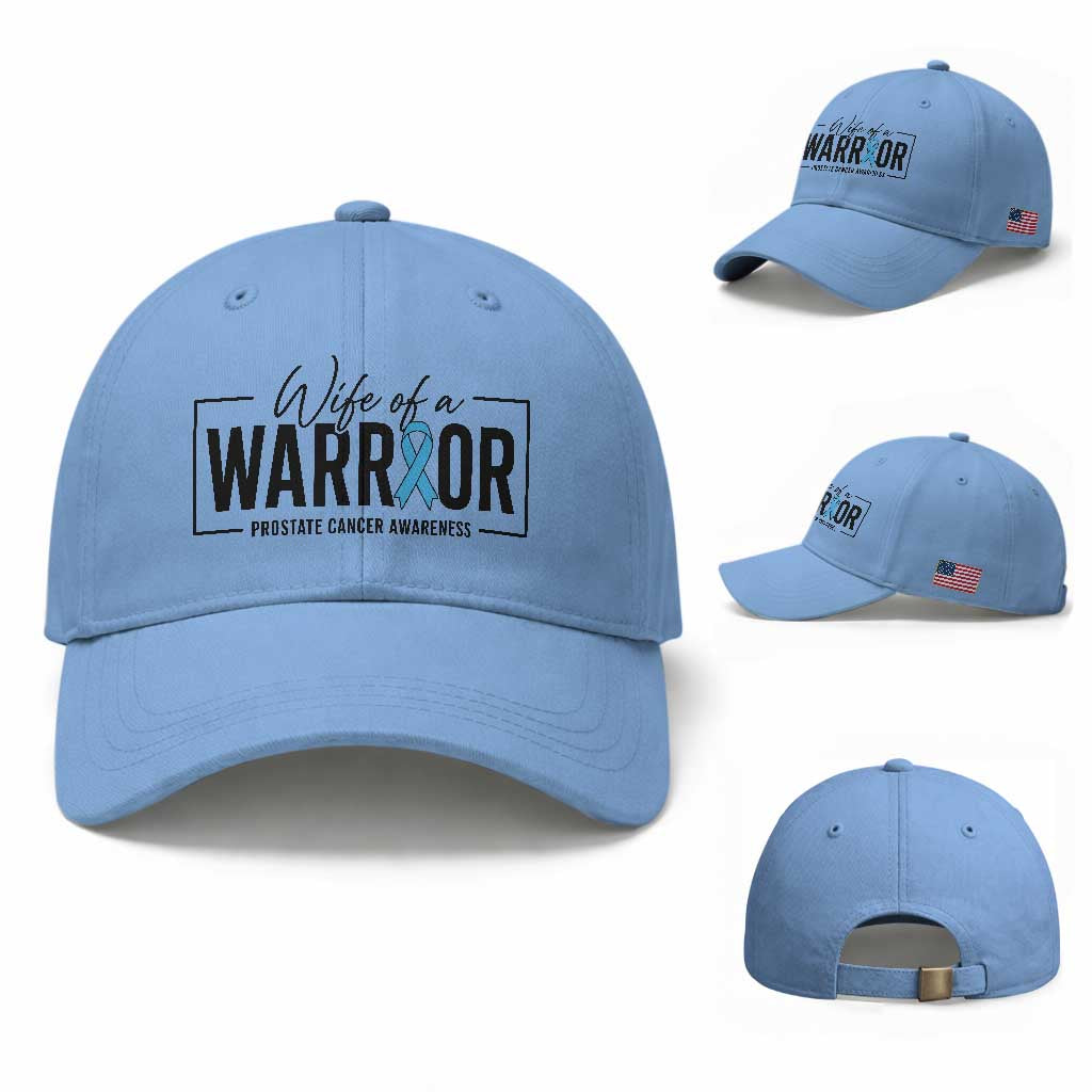 Wife Of A Warrior Prostate Cancer Awareness Baseball Cap Blue Ribbon Graphic
