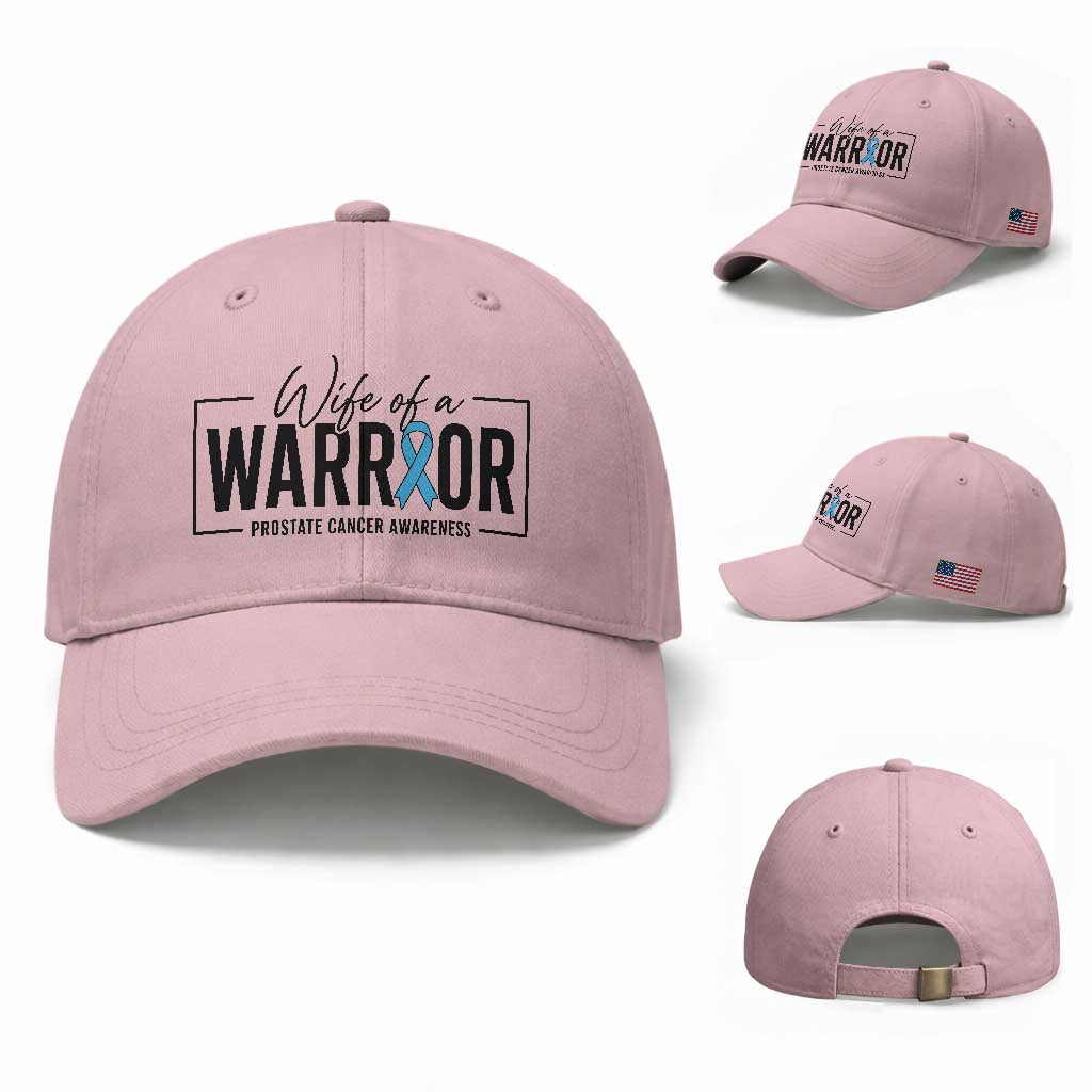 Wife Of A Warrior Prostate Cancer Awareness Baseball Cap Blue Ribbon Graphic