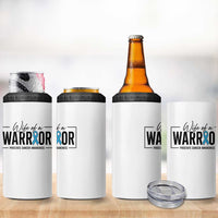 Wife Of A Warrior Prostate Cancer Awareness 4 in 1 Can Cooler Tumbler Blue Ribbon Graphic