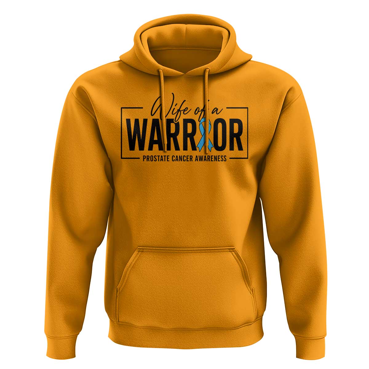 Wife Of A Warrior Prostate Cancer Awareness Hoodie Blue Ribbon Graphic