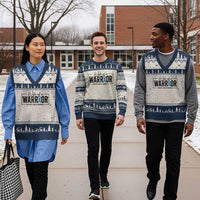Wife Of A Warrior Prostate Cancer Awareness V-Neck Knit Sweater Vest Blue Ribbon Graphic