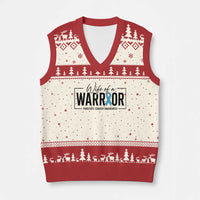 Wife Of A Warrior Prostate Cancer Awareness V-Neck Knit Sweater Vest Blue Ribbon Graphic