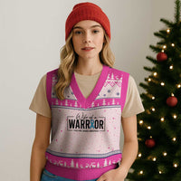 Wife Of A Warrior Prostate Cancer Awareness V-Neck Knit Sweater Vest Blue Ribbon Graphic