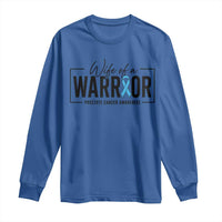 Wife Of A Warrior Prostate Cancer Awareness Long Sleeve Shirt Blue Ribbon Graphic