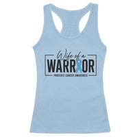 Wife Of A Warrior Prostate Cancer Awareness Racerback Tank Top Blue Ribbon Graphic