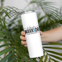Wife Of A Warrior Prostate Cancer Awareness Skinny Tumbler Blue Ribbon Graphic