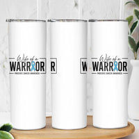 Wife Of A Warrior Prostate Cancer Awareness Skinny Tumbler Blue Ribbon Graphic