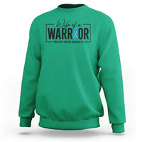 Wife Of A Warrior Prostate Cancer Awareness Sweatshirt Blue Ribbon Graphic