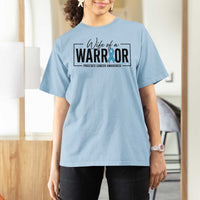 Wife Of A Warrior Prostate Cancer Awareness T Shirt For Women Blue Ribbon Graphic