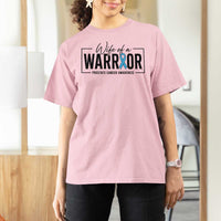 Wife Of A Warrior Prostate Cancer Awareness T Shirt For Women Blue Ribbon Graphic