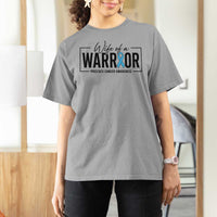 Wife Of A Warrior Prostate Cancer Awareness T Shirt For Women Blue Ribbon Graphic