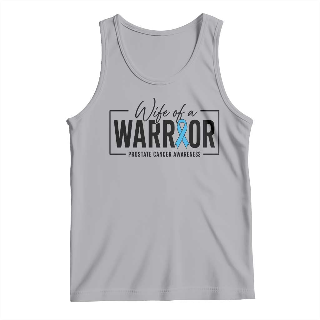 Wife Of A Warrior Prostate Cancer Awareness Tank Top Blue Ribbon Graphic