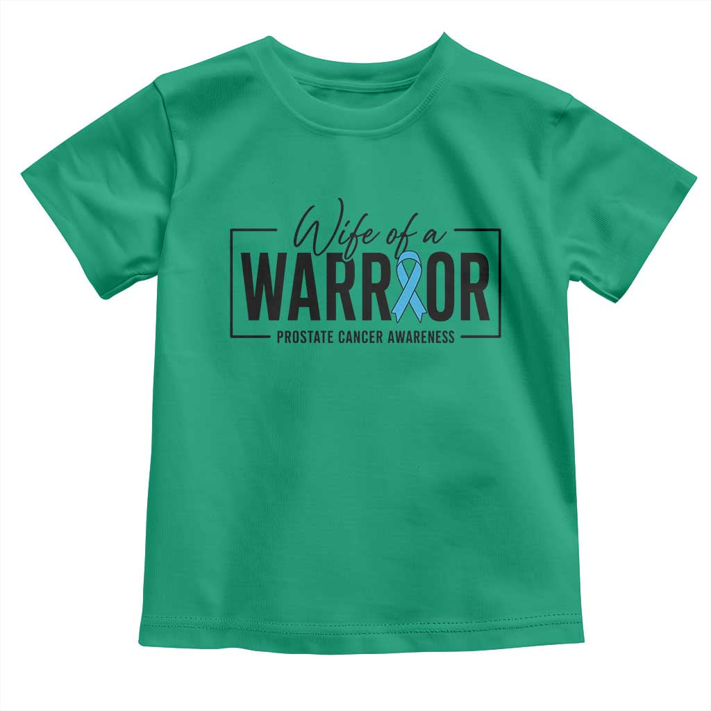 Wife Of A Warrior Prostate Cancer Awareness Toddler T Shirt Blue Ribbon Graphic