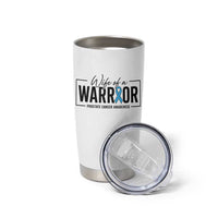 Wife Of A Warrior Prostate Cancer Awareness Tumbler Cup Blue Ribbon Graphic