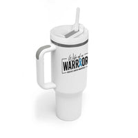 Wife Of A Warrior Prostate Cancer Awareness Tumbler With Handle Blue Ribbon Graphic