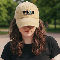 Wife Of A Warrior Prostate Cancer Awareness Washed Cotton Baseball Cap Blue Ribbon Graphic