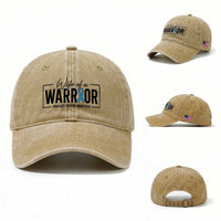 Wife Of A Warrior Prostate Cancer Awareness Washed Cotton Baseball Cap Blue Ribbon Graphic