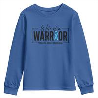 Wife Of A Warrior Prostate Cancer Awareness Youth Sweatshirt Blue Ribbon Graphic