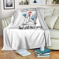 Funny Prostate Cancer Awareness Rooster Graphic Throw Blanket Going Through Chemo Still This Sexy